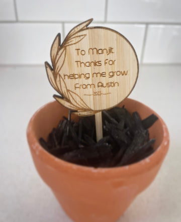 MINI Teacher Appreciation Personalised Planter Stick - Natural Bamboo