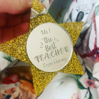 Personalised Best Teacher & Best Aide glitter Christmas decoration