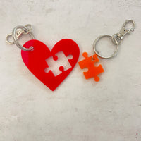 Puzzle Heart Keyring Sets