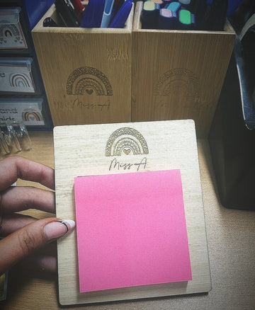 Personalised Bamboo Sticky Note Holder