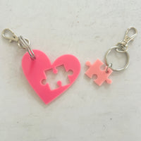 Puzzle Heart Keyring Sets