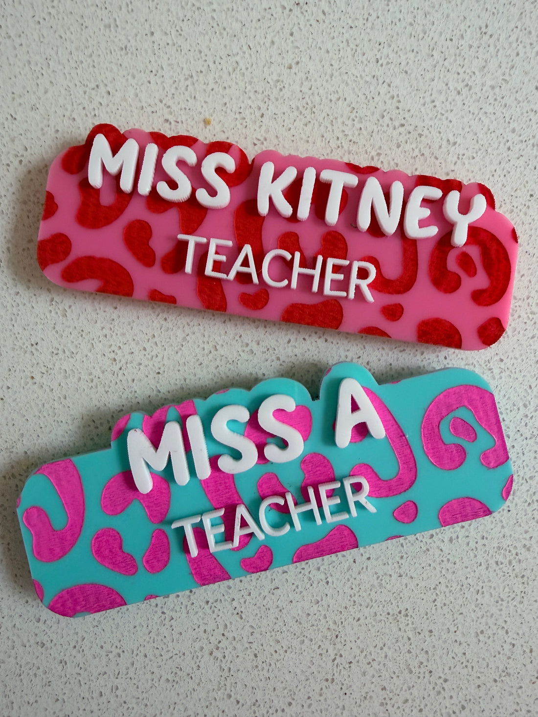 Personalised Leopard Print Name Badge