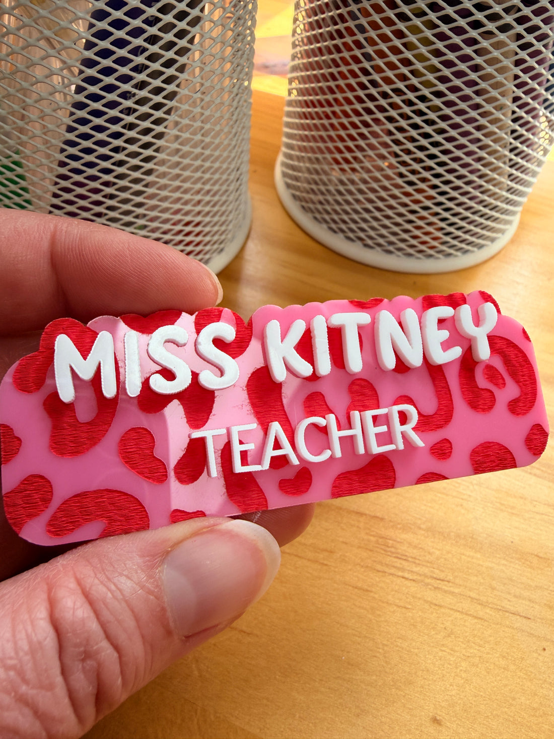 Personalised Leopard Print Name Badge