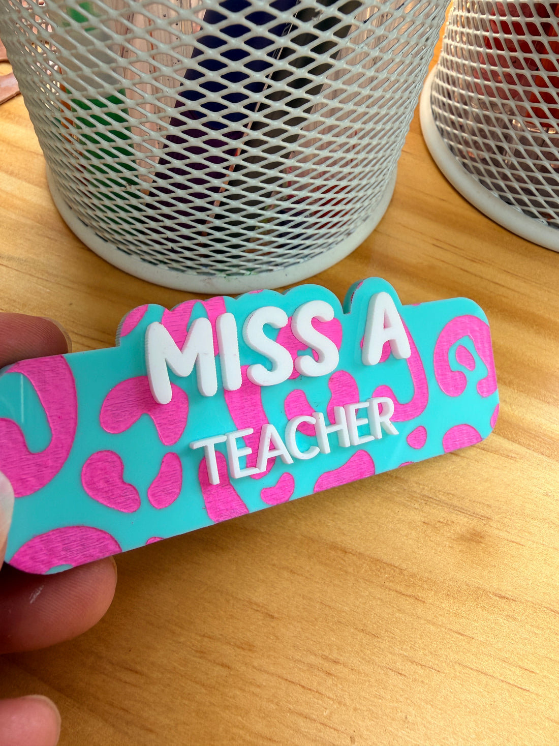 Personalised Leopard Print Name Badge