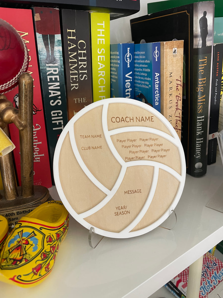 Personalised Netball Coach Appreciation Plaque (wood & acrylic)– A Heartfelt Thank You Gift