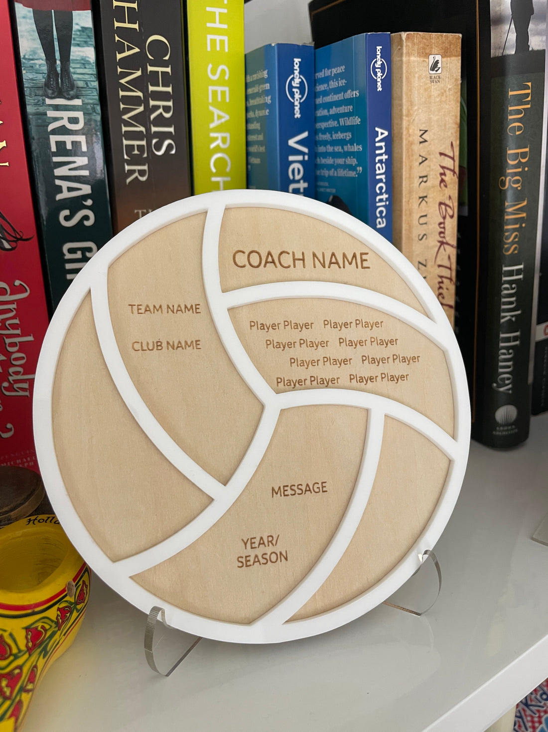 Personalised Netball Coach Appreciation Plaque (wood & acrylic)– A Heartfelt Thank You Gift