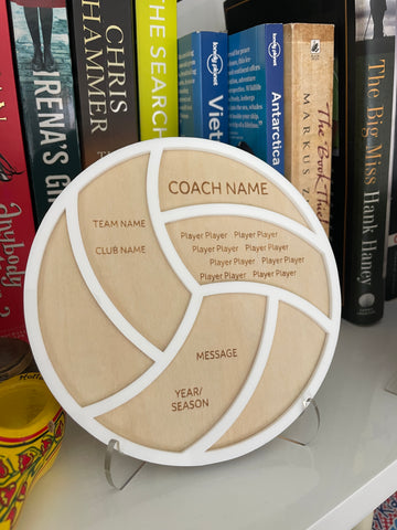 Personalised Netball Coach Appreciation Plaque (wood & acrylic)– A Heartfelt Thank You Gift