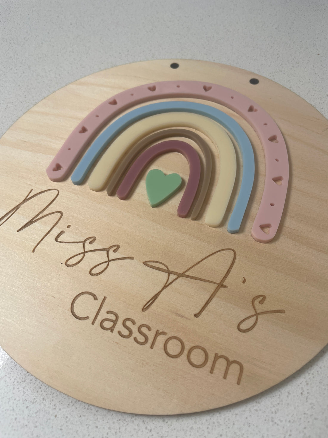 Rainbow Acrylic & Wood Classroom Sign