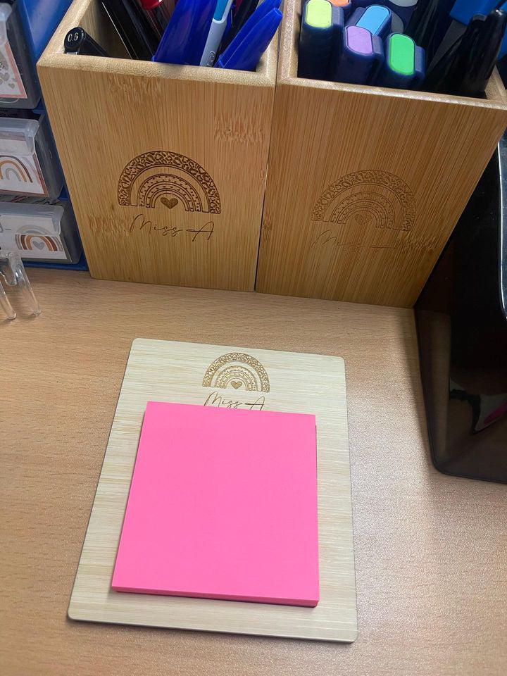 Personalised Bamboo Sticky Note Holder