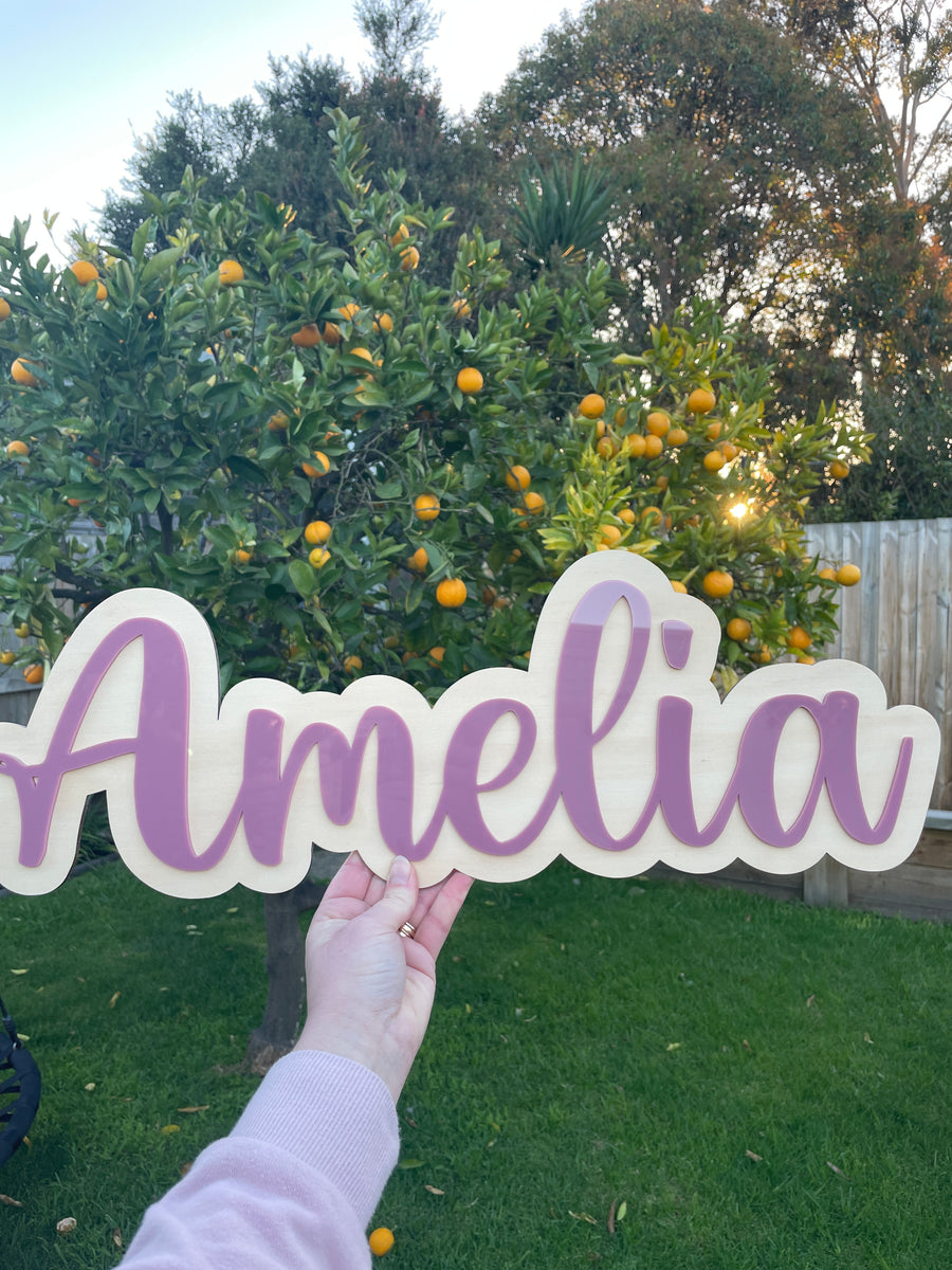 Personalised double layered name sign - approx 19.5cm high -  FREE SHIPPING