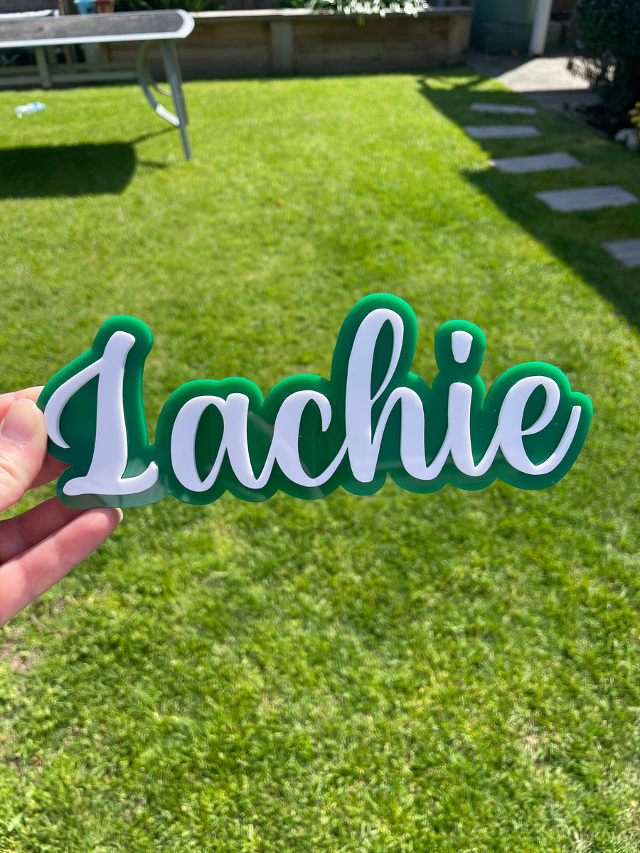 Personalised double layered name sign SMALL 7.5cm high - FREE SHIPPING