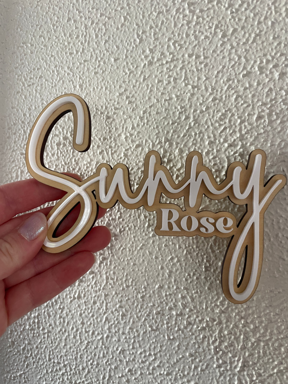 Medium Personalised Double Layered, Double Name Sign - approx 11cm high -  FREE SHIPPING