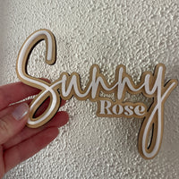 Medium Personalised Double Layered, Double Name Sign - approx 11cm high -  FREE SHIPPING