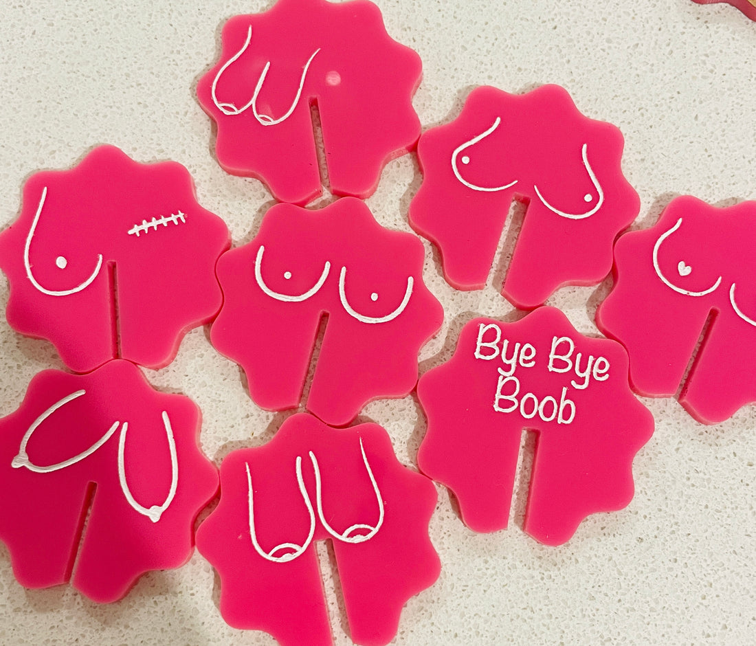 ‘Bye Bye Boob’ Mastectomy Party Pink Drink Tags