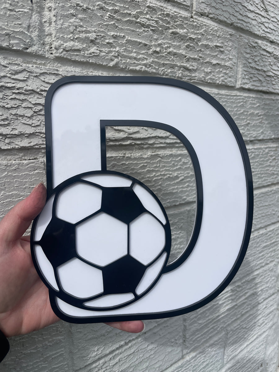 Initial Sport Wall Art – Custom Double-Layered Acrylic for Kids