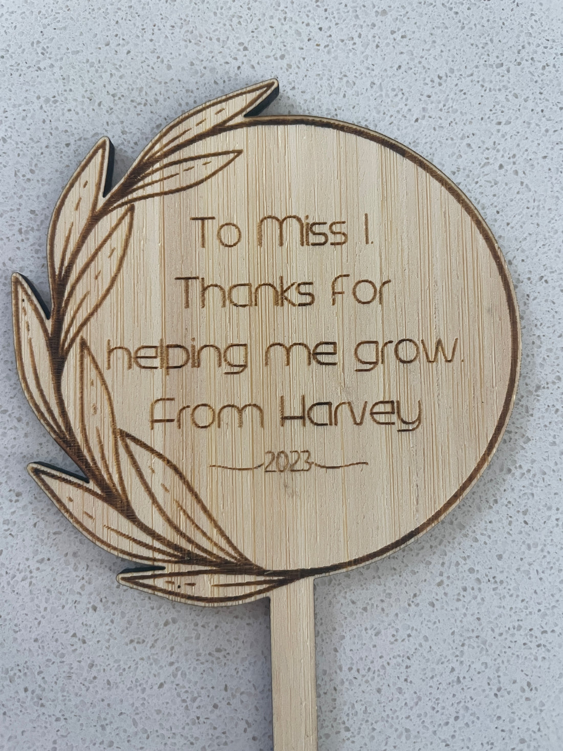 Teacher Appreciation Personalised Planter Stick - Natural Bamboo