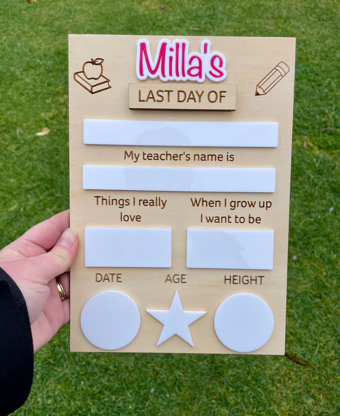 Personalised First & Last day of school boards - Interchangeable First/Last