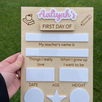 Personalised First & Last day of school boards - Interchangeable First/Last