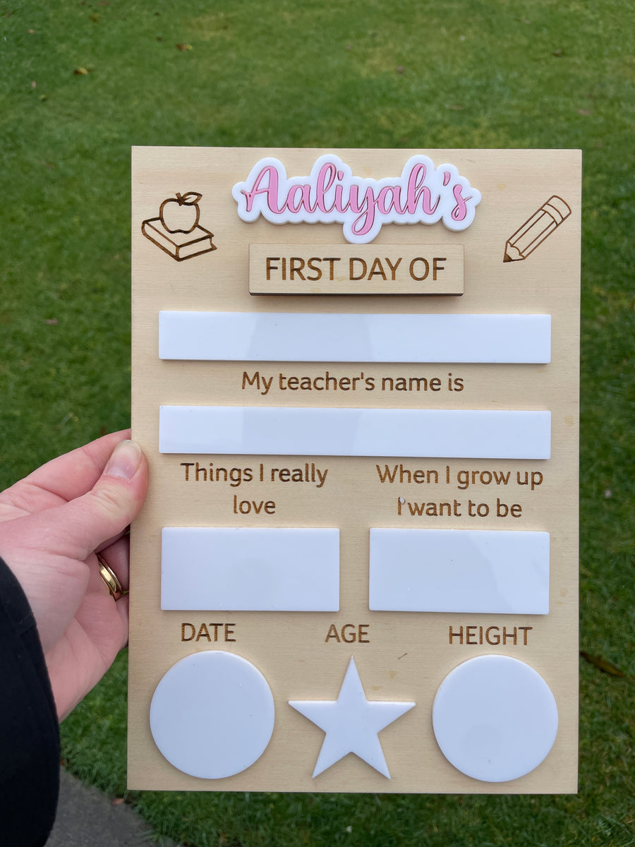 Personalised First & Last day of school boards - Interchangeable First/Last