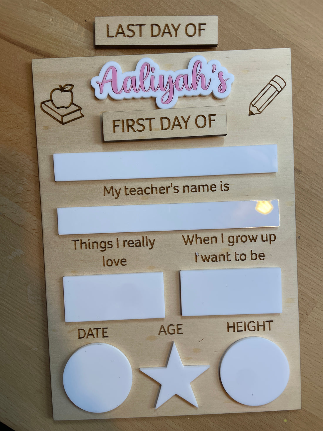 Personalised First & Last day of school boards - Interchangeable First/Last