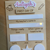 Personalised First & Last day of school boards - Interchangeable First/Last