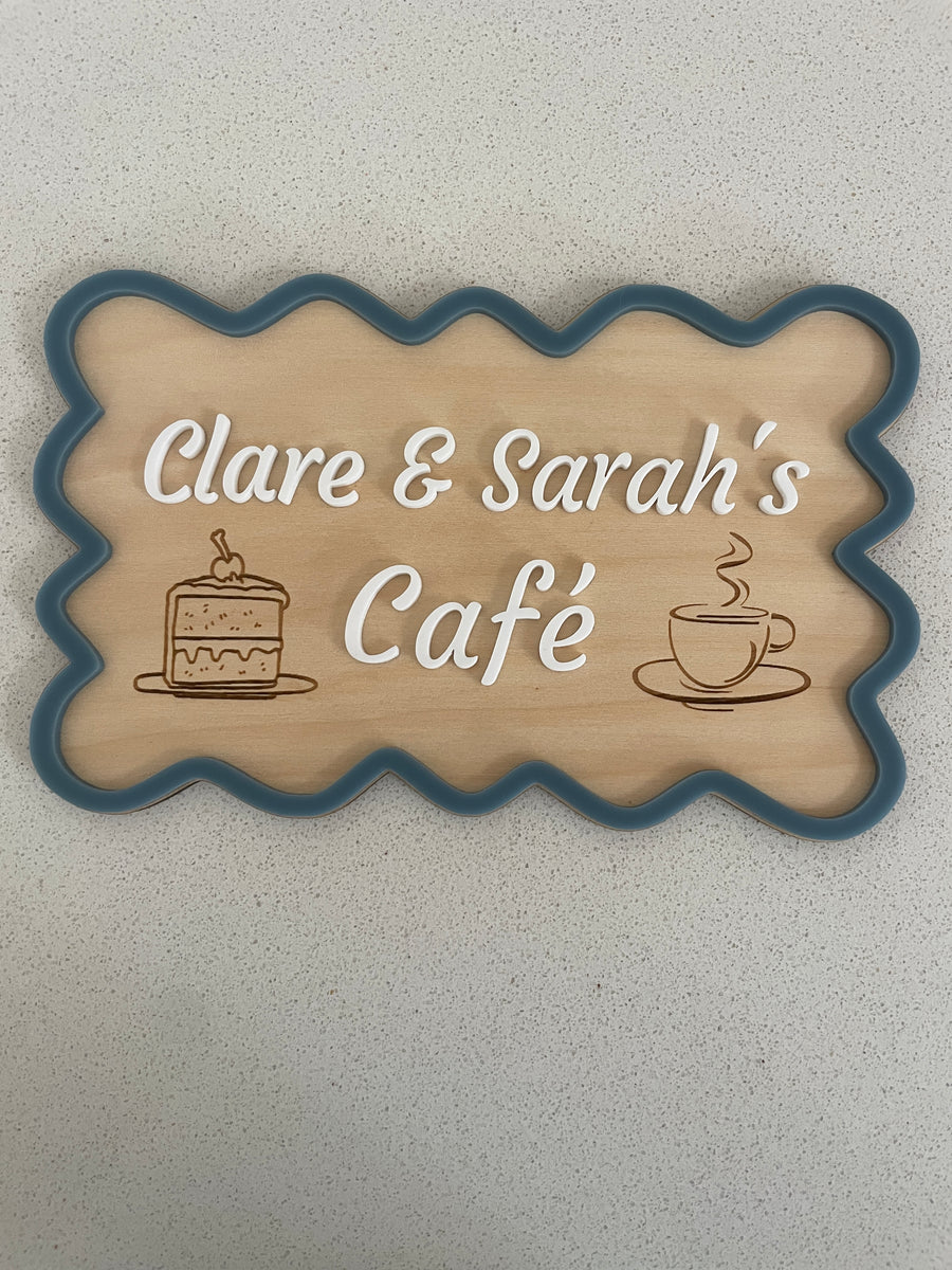 Cafe Sign - Curly Rectangle (20x13cm)