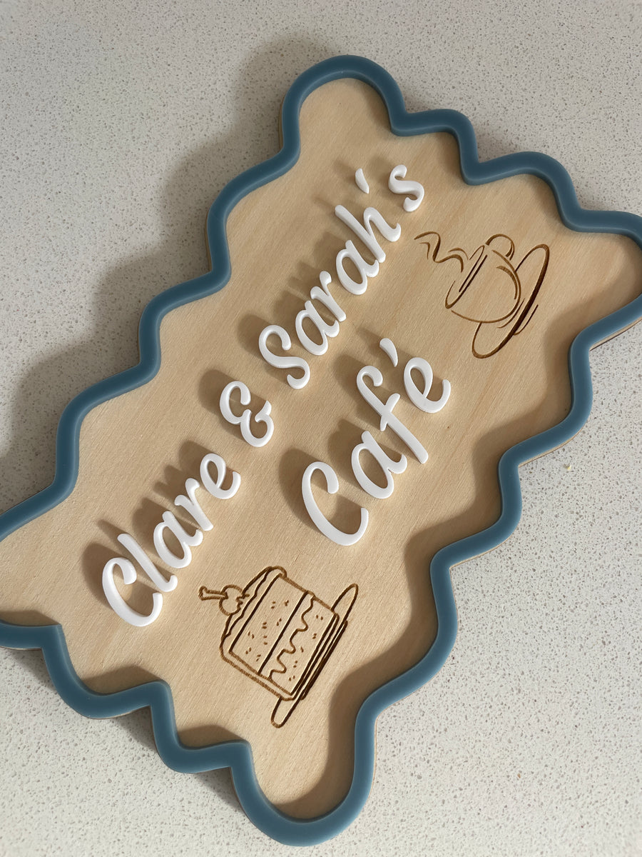 Cafe Sign - Curly Rectangle (20x13cm)