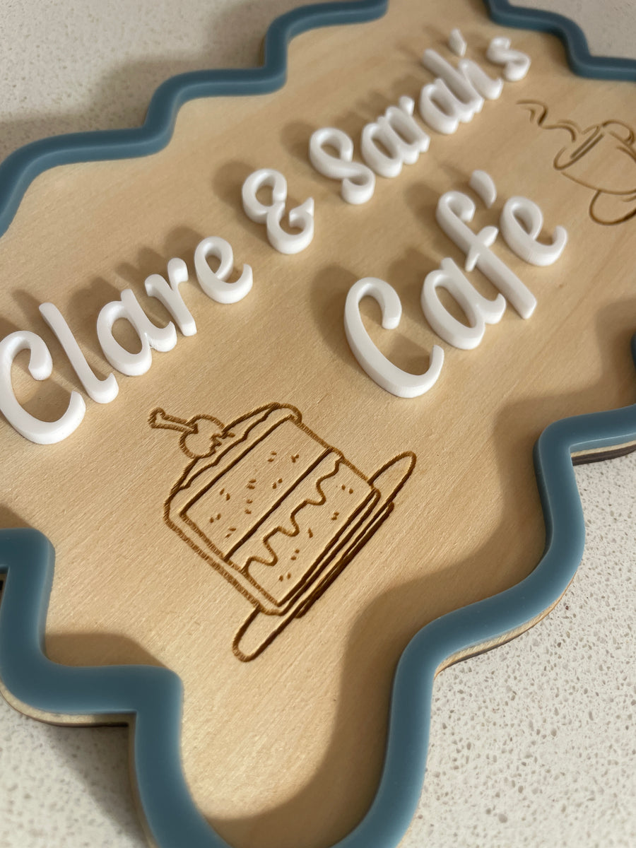 Cafe Sign - Curly Rectangle (20x13cm)