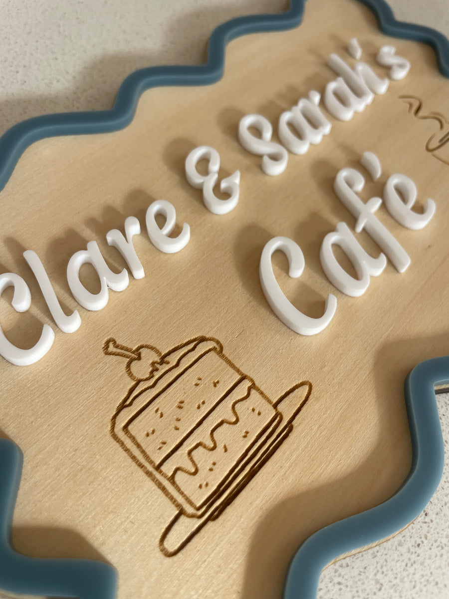 Cafe Sign - Curly Rectangle (20x13cm)