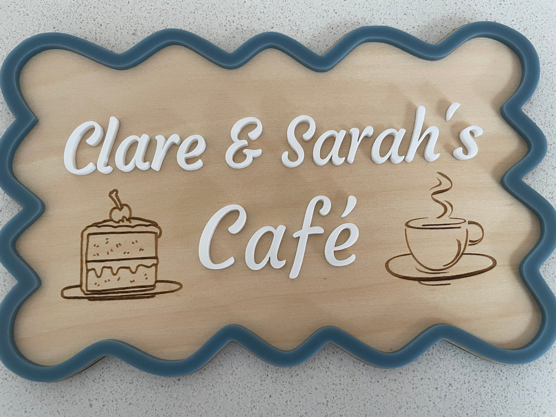 Cafe Sign - Curly Rectangle (20x13cm)