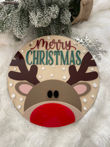Merry Christmas Reindeer Sign – Wooden & Acrylic Decoration