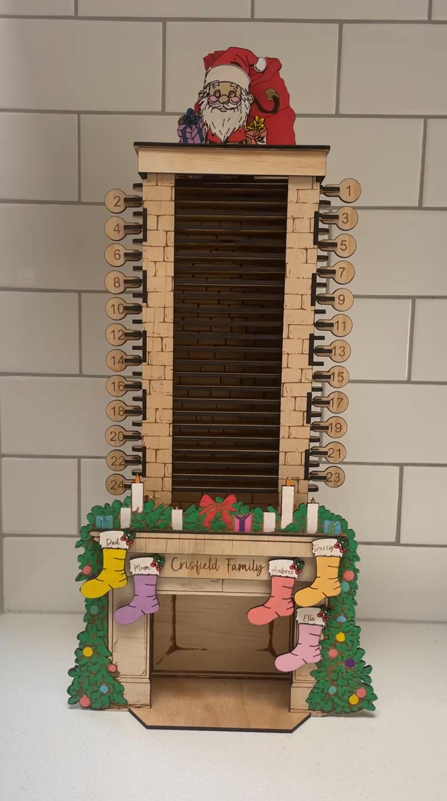 Wooden Christmas Countdown Chimney Advent Calendar