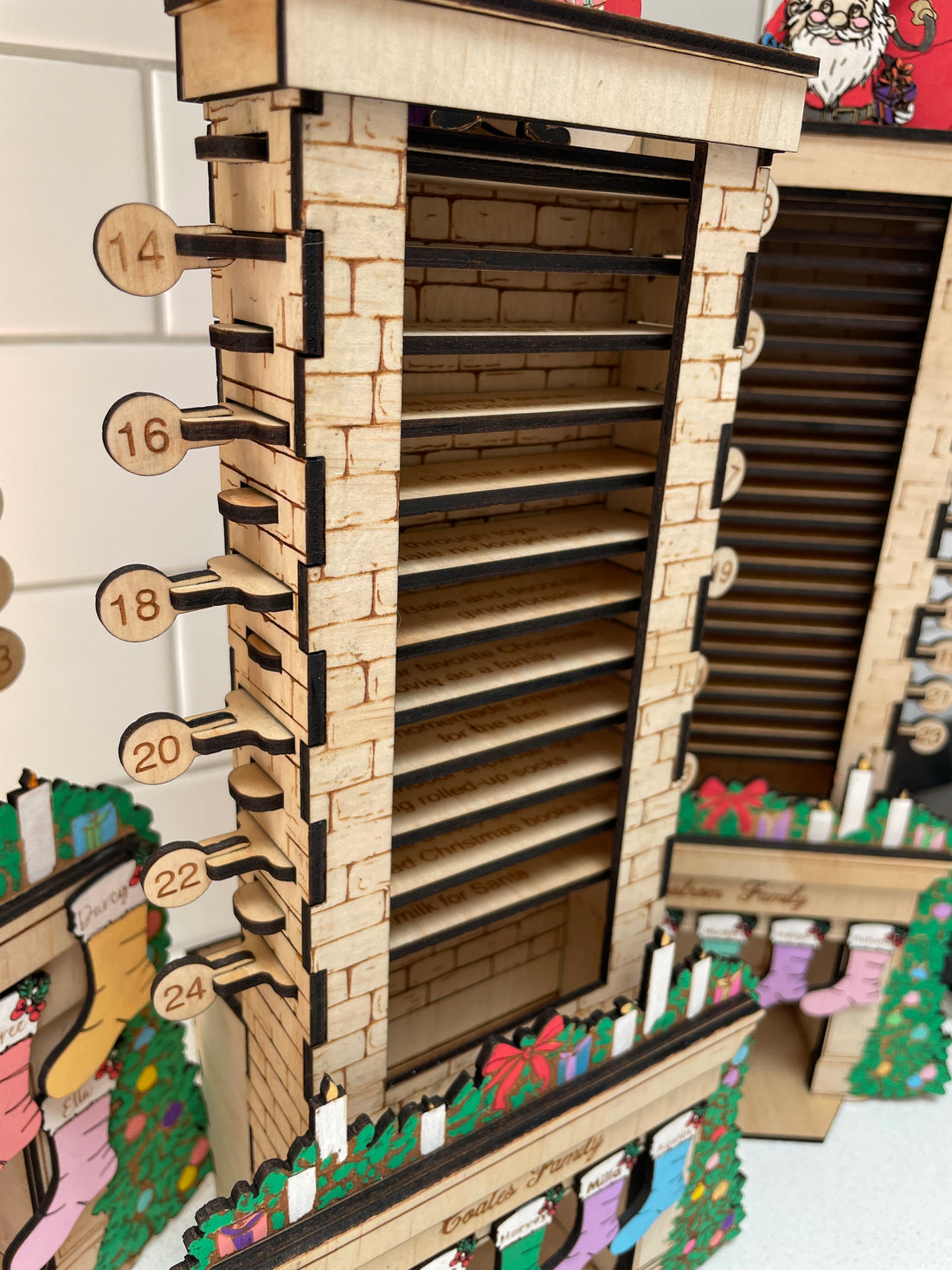 Wooden Christmas Countdown Chimney Advent Calendar
