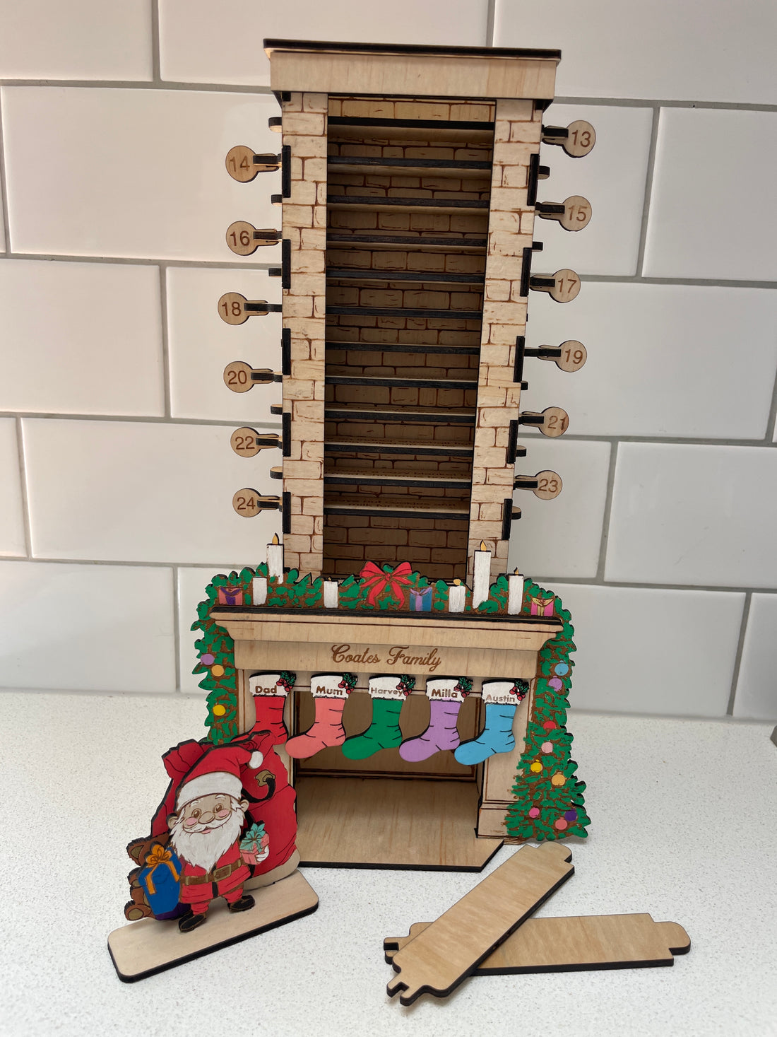 Wooden Christmas Countdown Chimney Advent Calendar