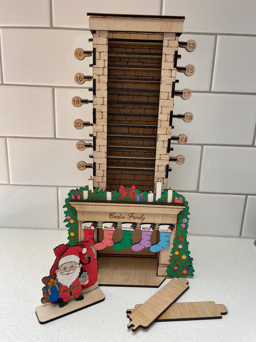 Wooden Christmas Countdown Chimney Advent Calendar