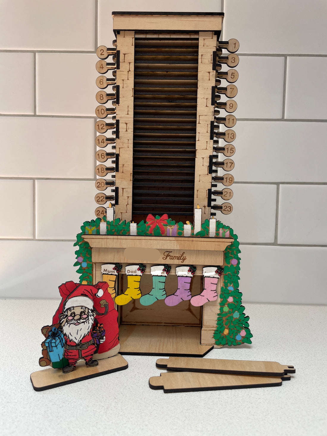 Wooden Christmas Countdown Chimney Advent Calendar
