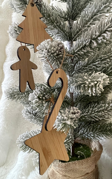 Bamboo Christmas Decorations – Set of 4 Ornaments
