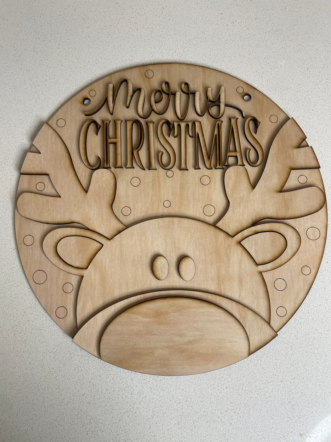 DIY Merry Christmas Reindeer Sign – 30cm Wooden Craft Kit