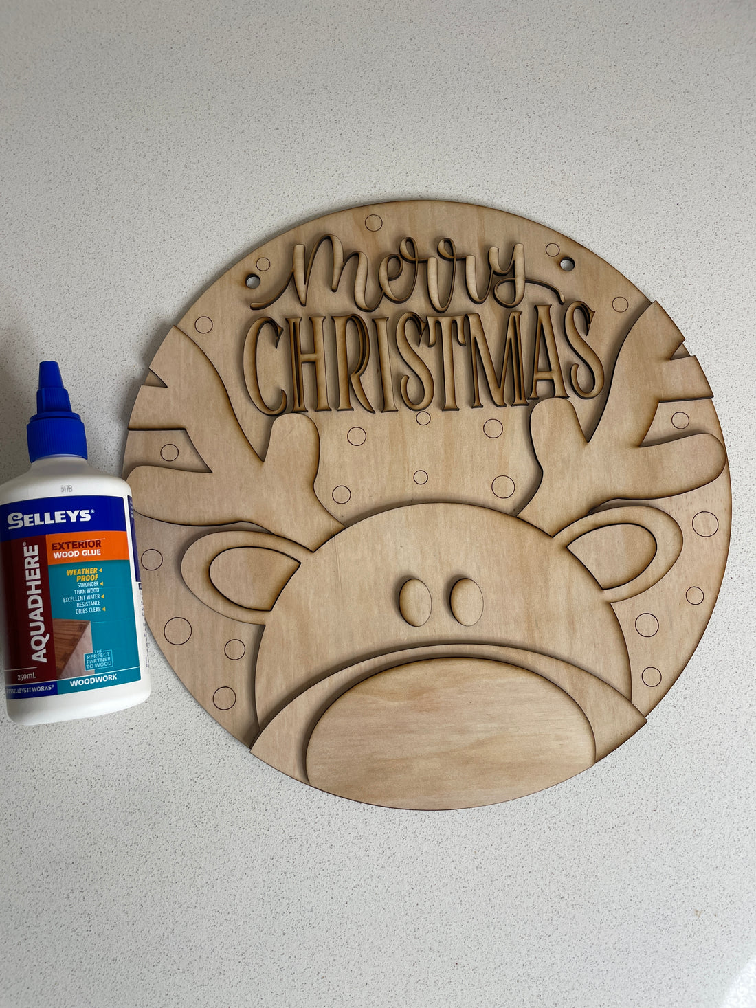 DIY Merry Christmas Reindeer Sign – 30cm Wooden Craft Kit