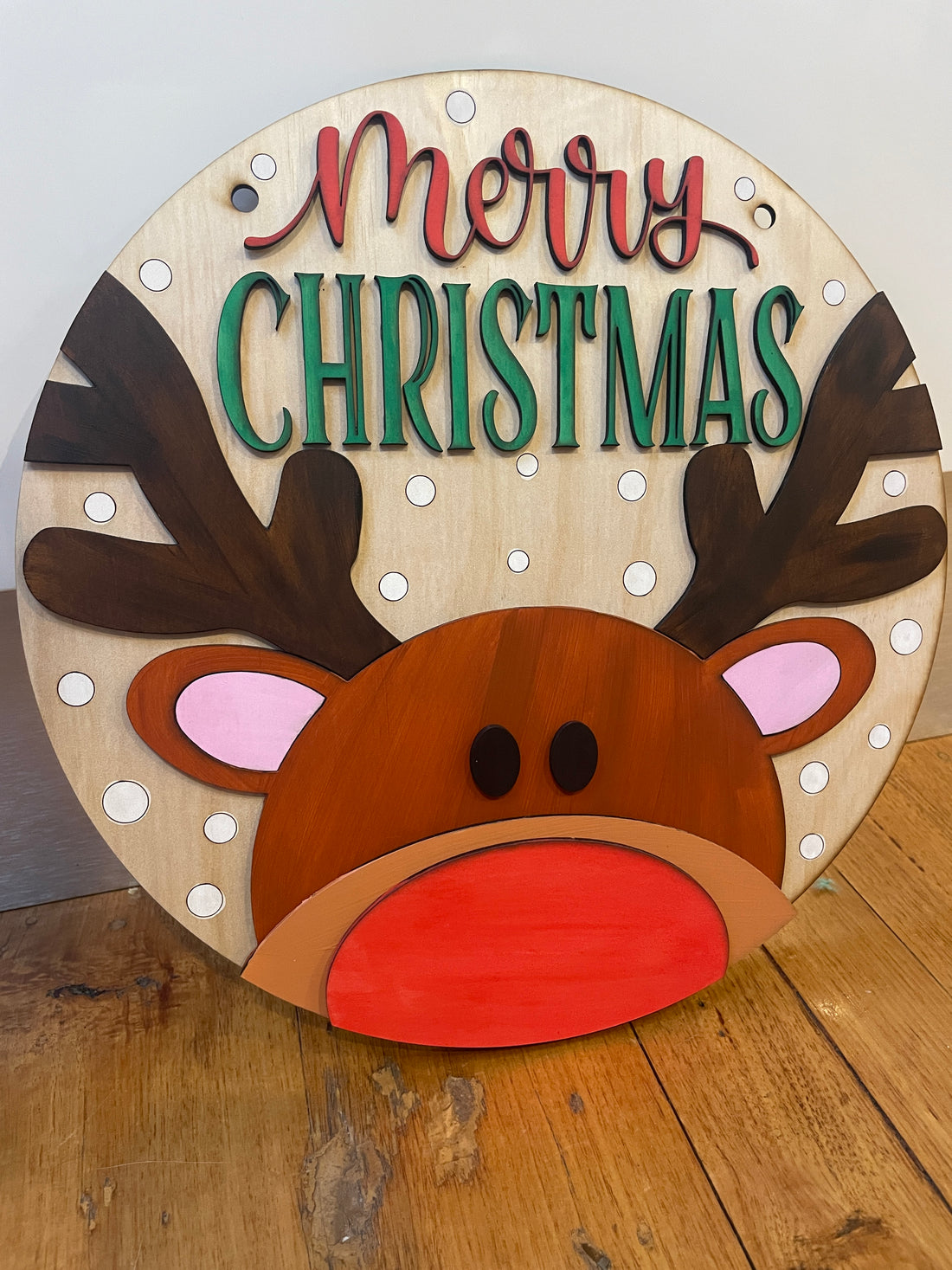 DIY Merry Christmas Reindeer Sign – 30cm Wooden Craft Kit
