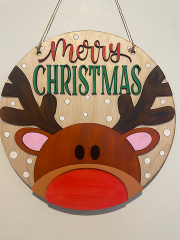 DIY Merry Christmas Reindeer Sign – 30cm Wooden Craft Kit