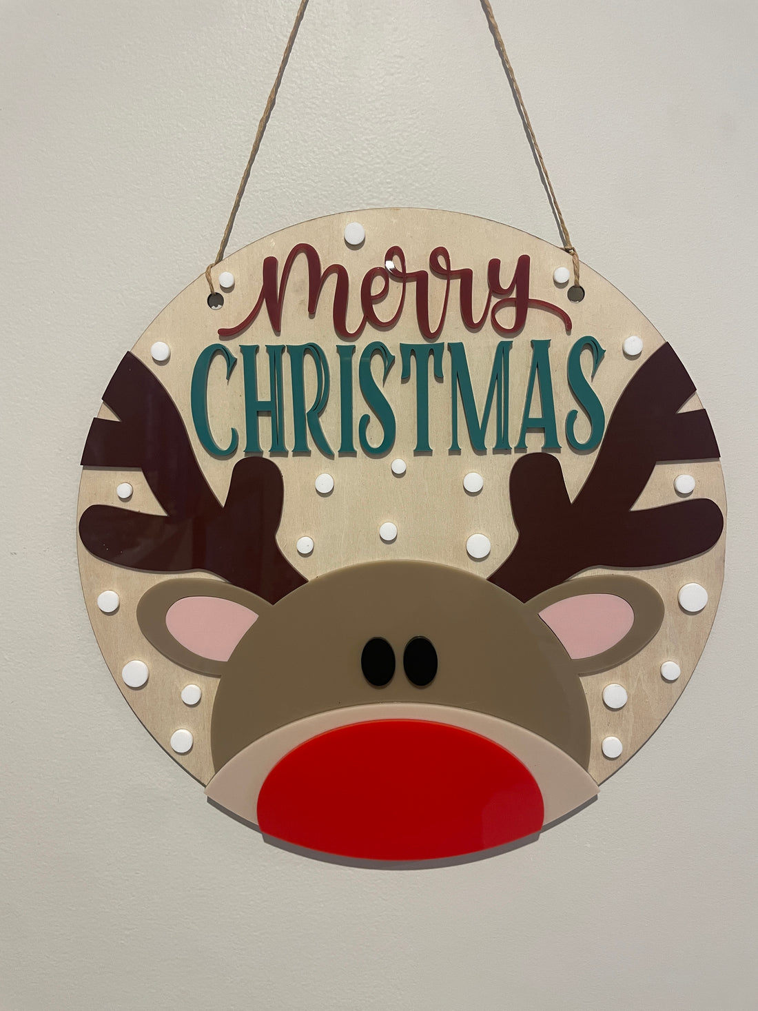 Merry Christmas Reindeer Sign – Wooden & Acrylic Decoration