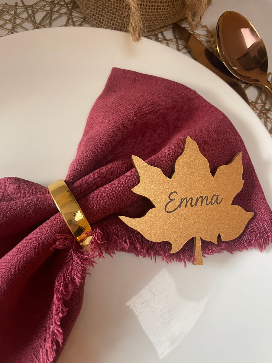 Personalised Metallic Gold Leaf – Place Setting or Christmas Ornament