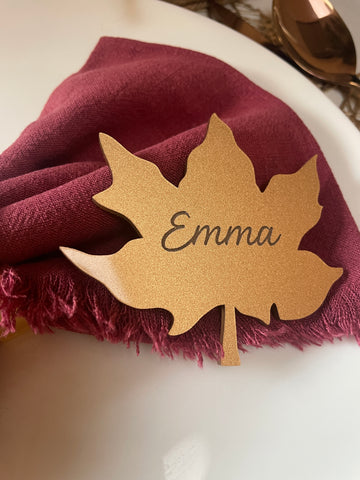 Personalised Metallic Gold Leaf – Place Setting or Christmas Ornament