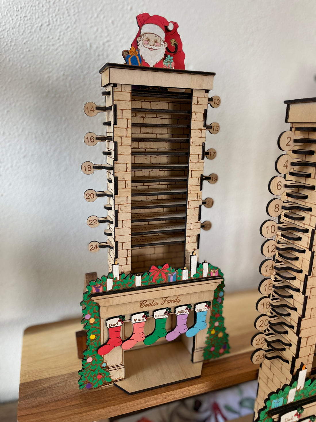 Wooden Christmas Countdown Chimney Advent Calendar