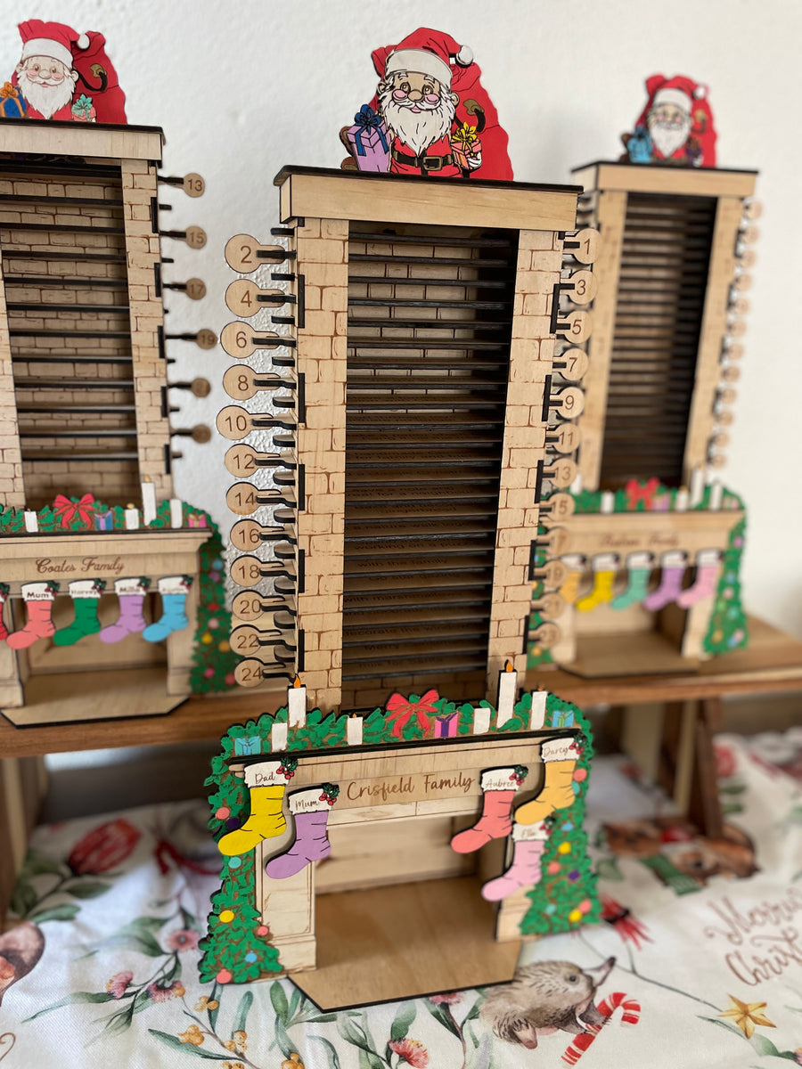 Wooden Christmas Countdown Chimney Advent Calendar