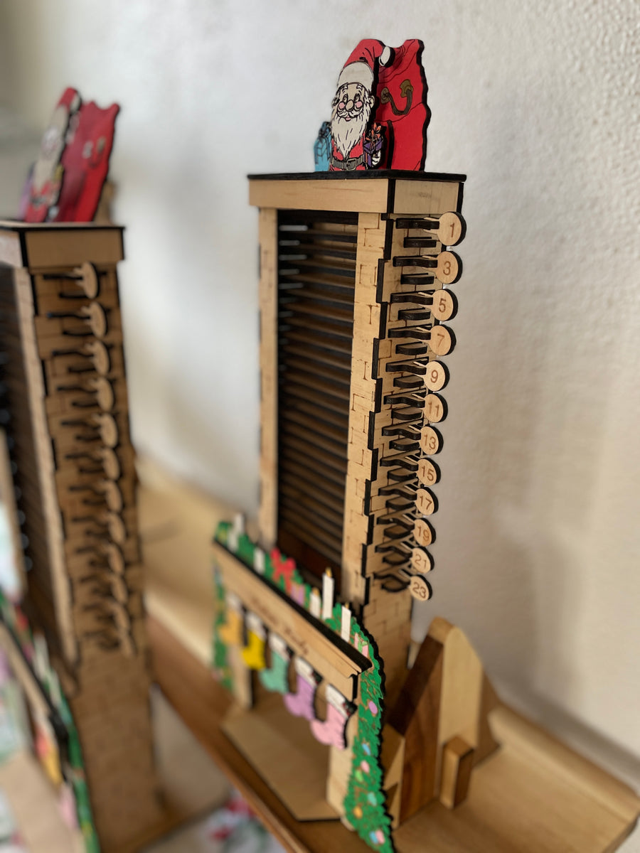 Wooden Christmas Countdown Chimney Advent Calendar