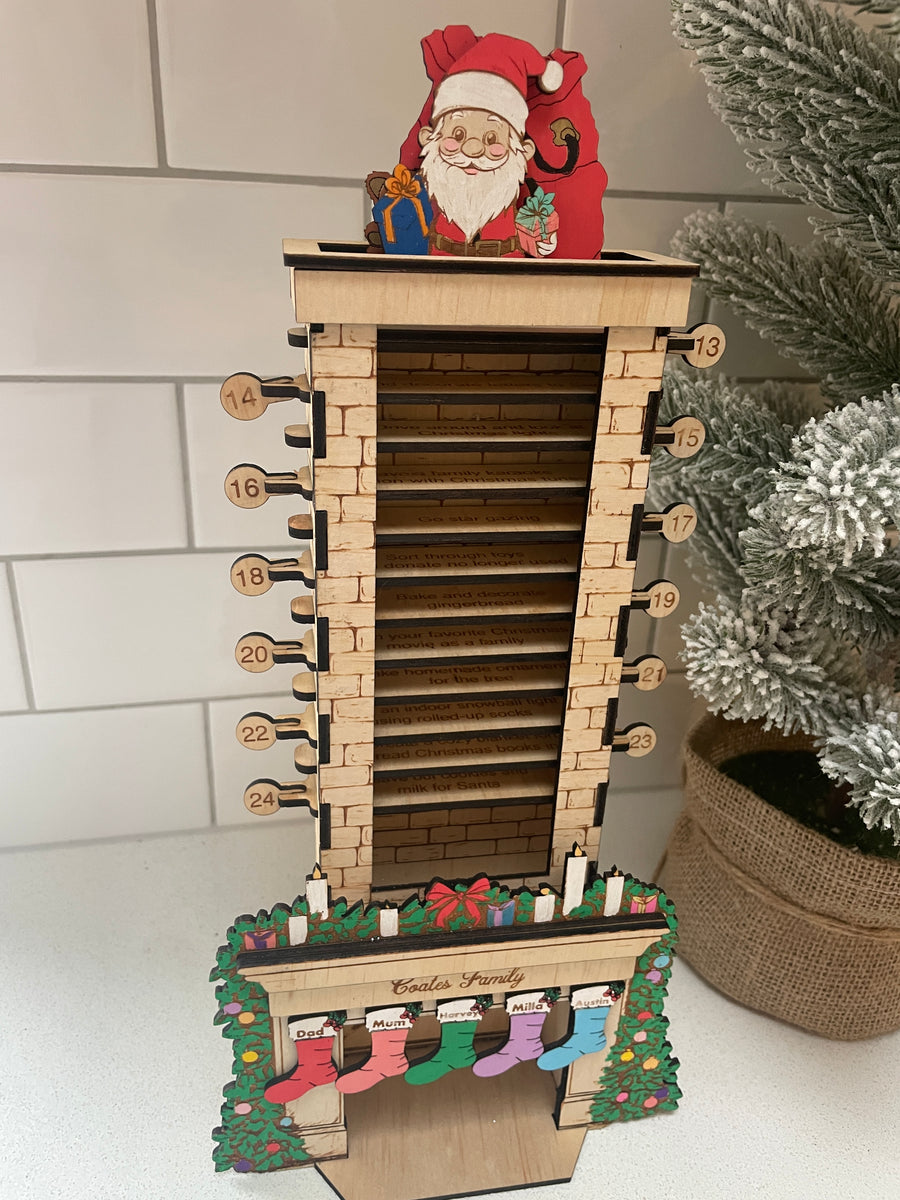 Wooden Christmas Countdown Chimney Advent Calendar
