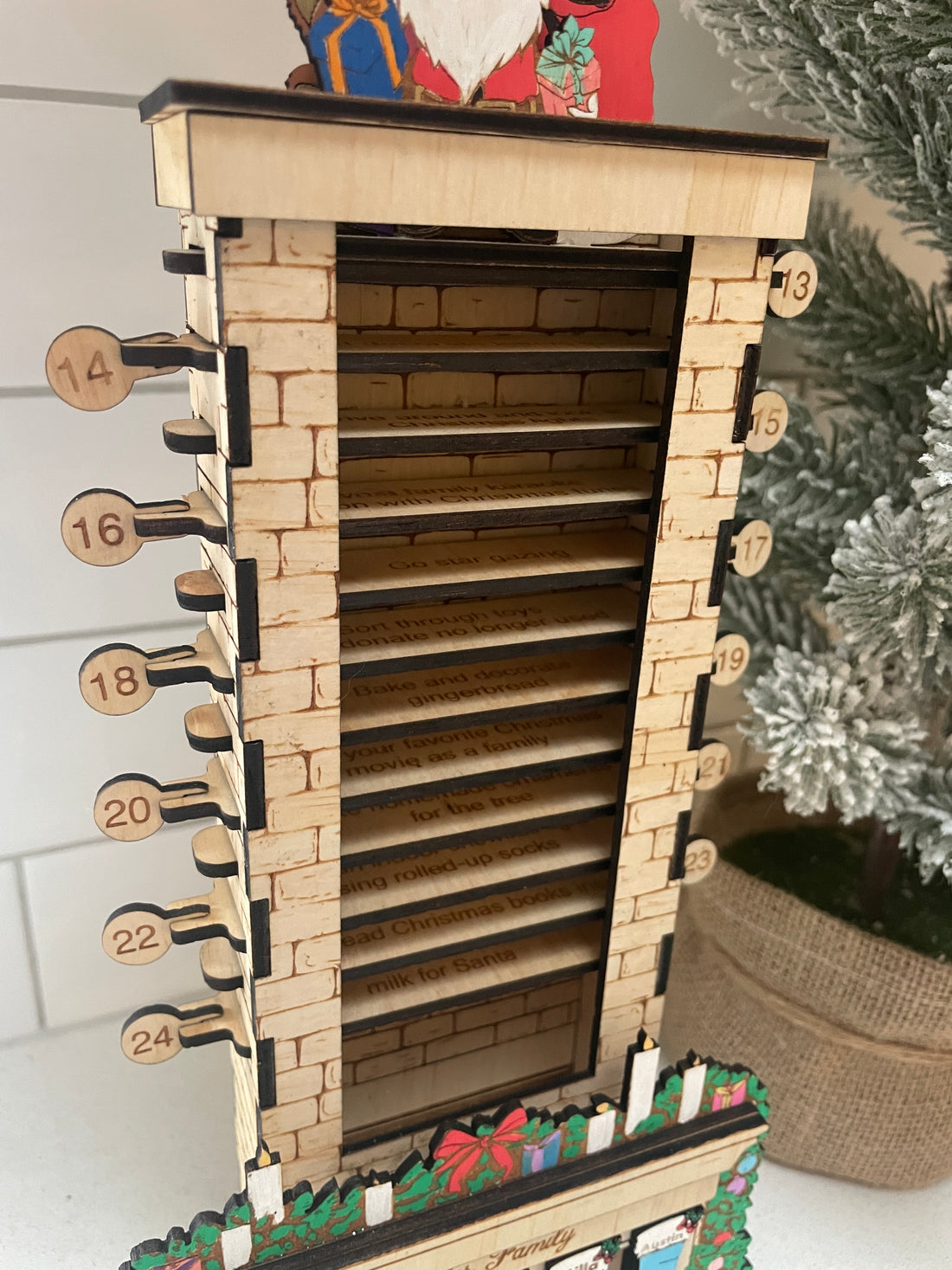 Wooden Christmas Countdown Chimney Advent Calendar
