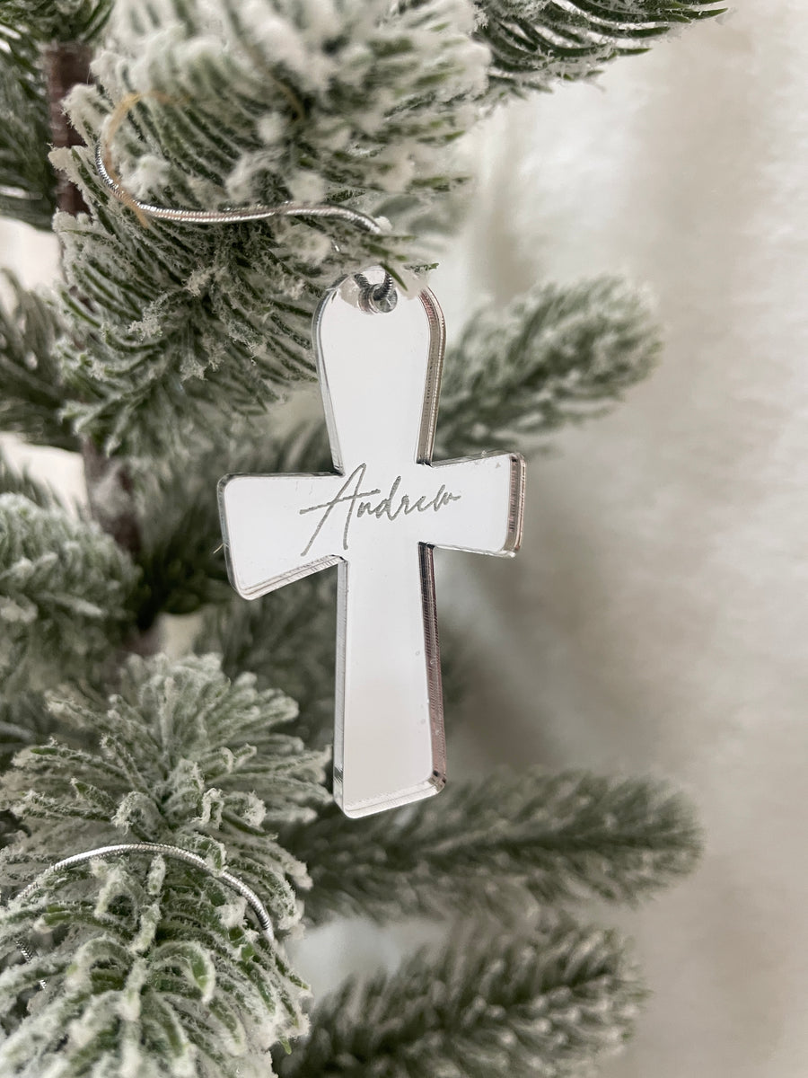 Personalised In Memory Christmas Ornament – Silver or Gold Mirror Acrylic